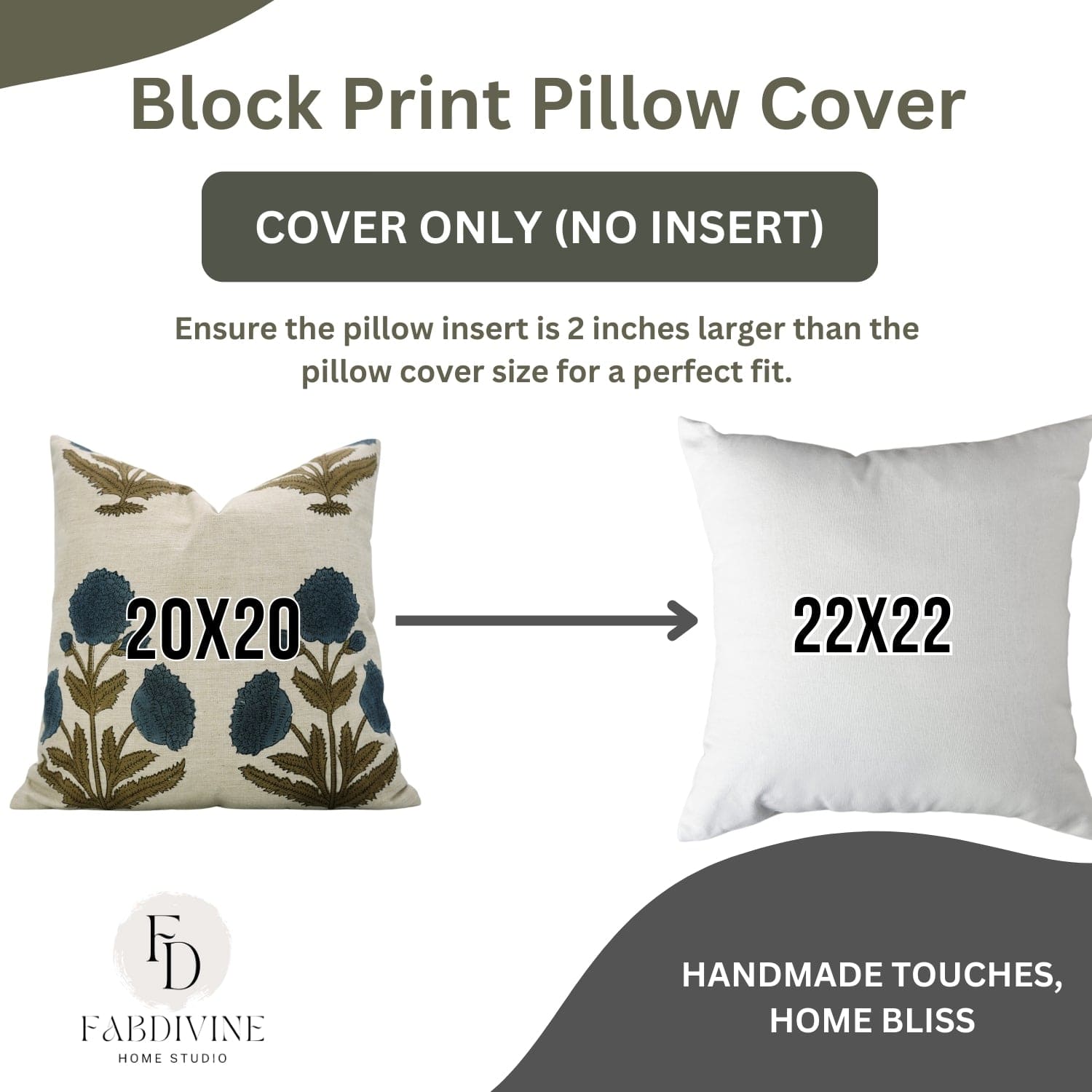 Linen Blend Pillow Cover Green Floral - Badshah