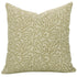 Decorative pillow with a beige and brown paisley pattern on a white background
