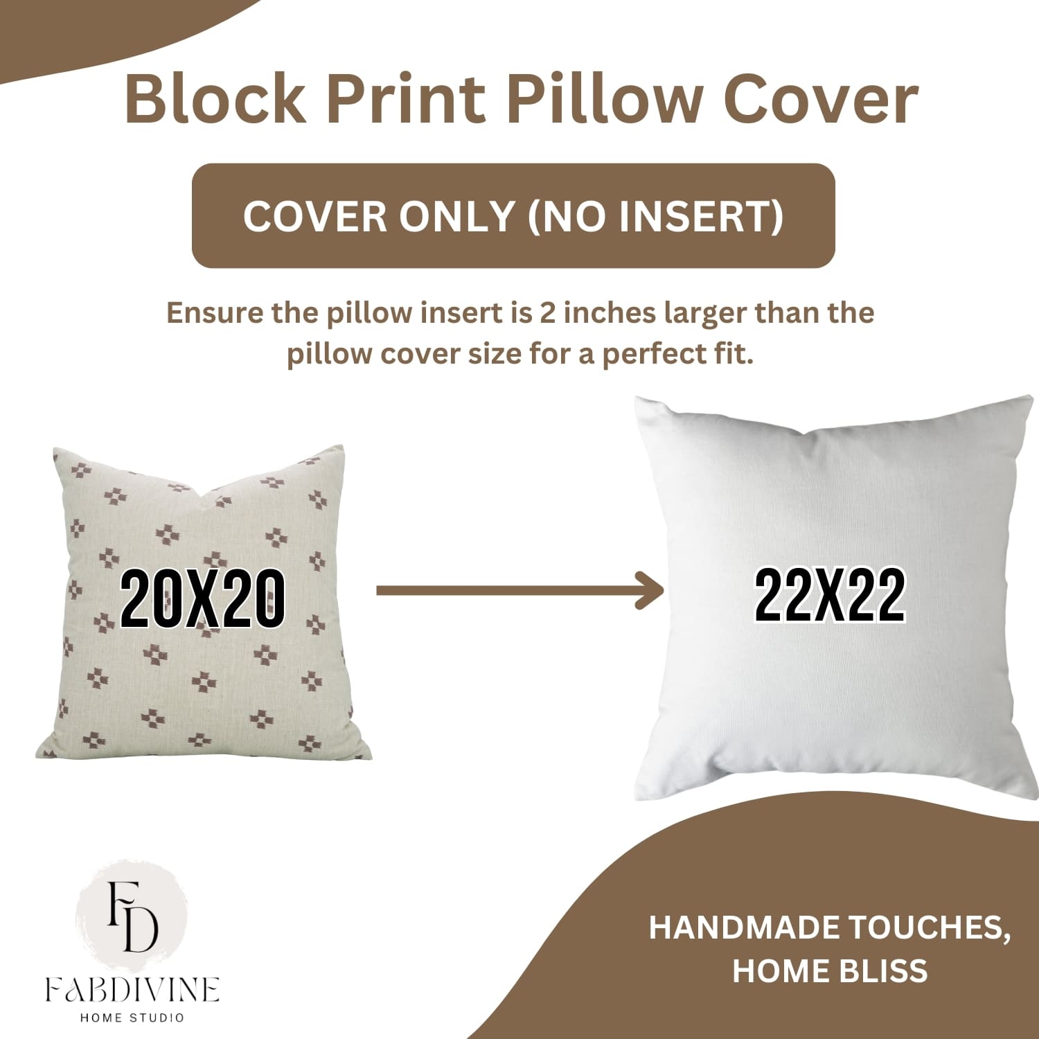 Handblock print Barfi cushion cover by Fab Divine, linen blend fabric
