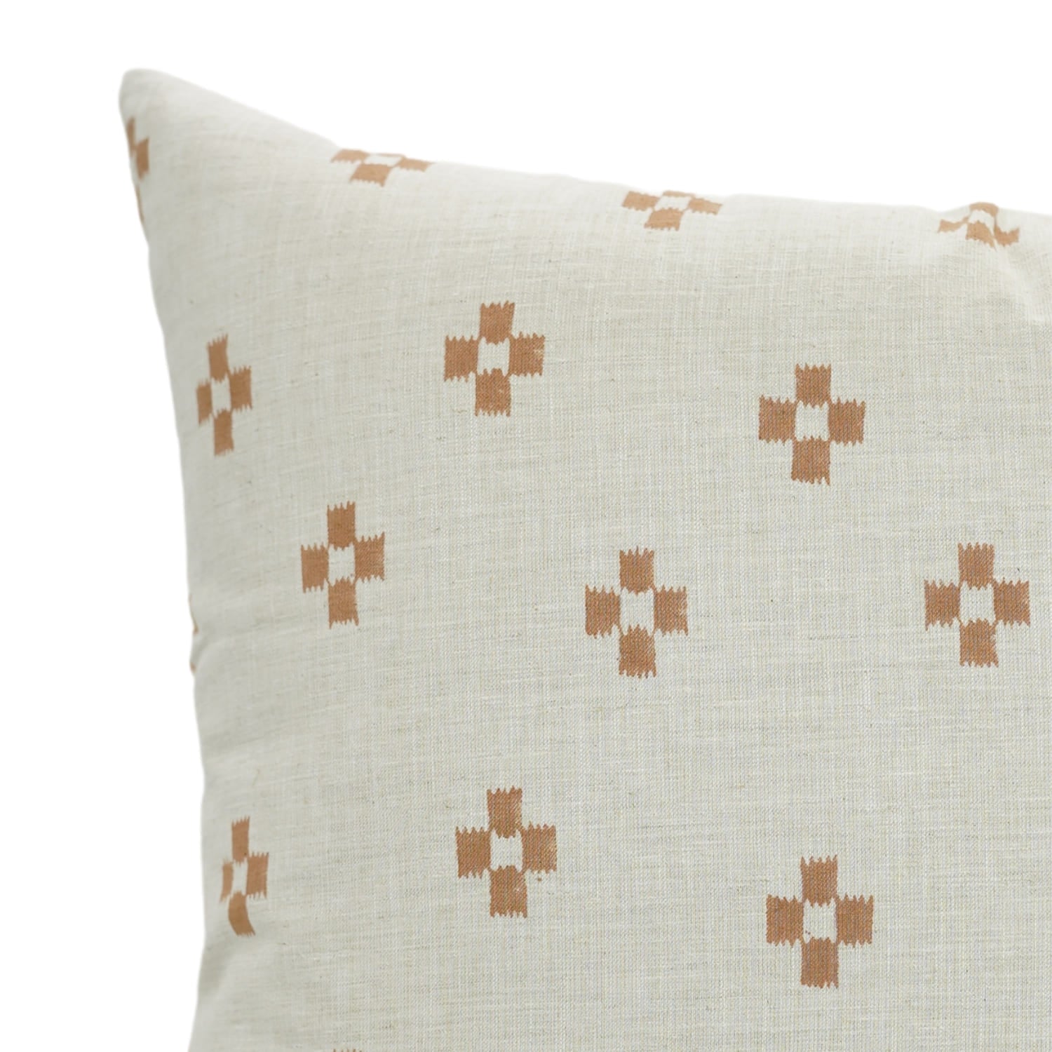 Linen blend pillow cover with Barfi handblock print by Fab Divine