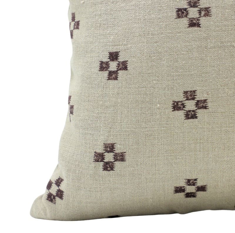 Block Printed Thick Linen Pillow Cover - Barfi