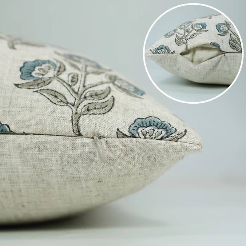 Handmade cushion cover with artisan crafted fabric design