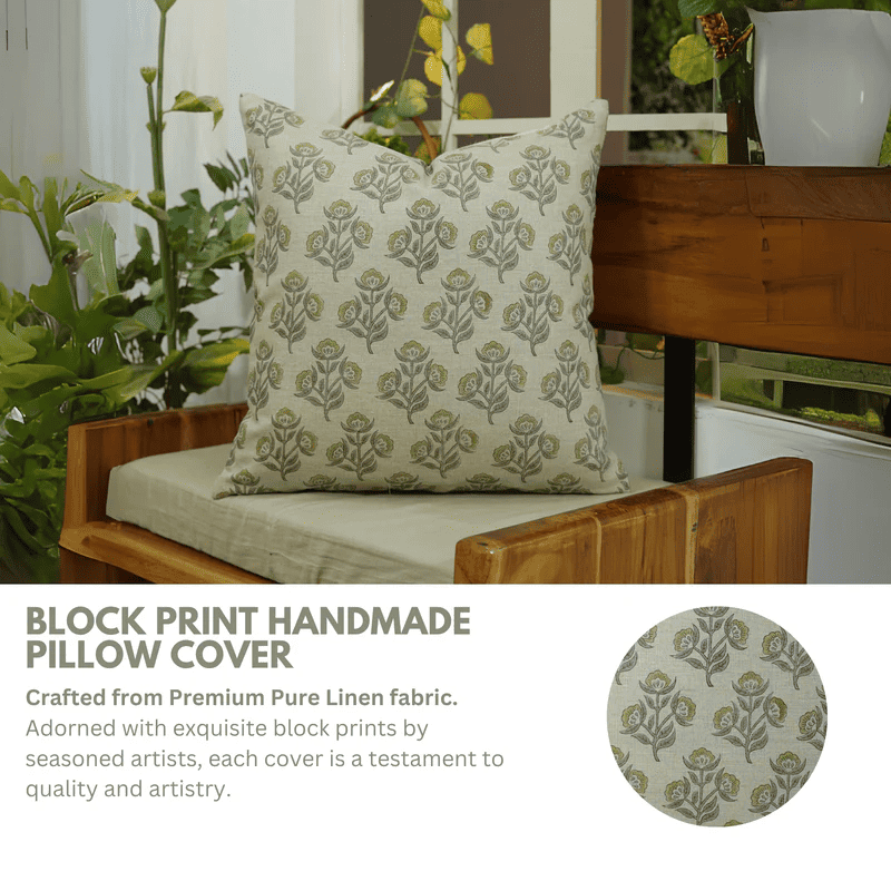 Cotton linen blend pillow cover