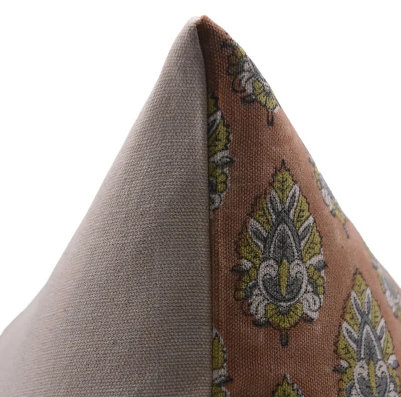Brown Floral Home Decor Pillow Cover - Betel Leaf