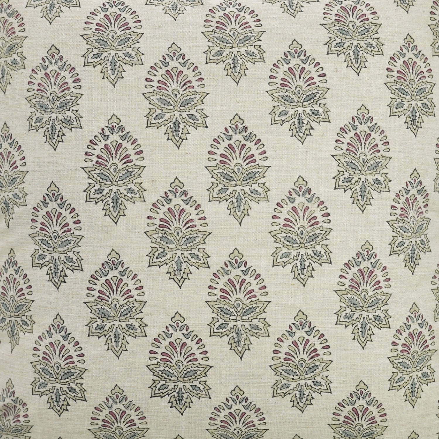 Handcrafted Gray Linen Pillow Cover -  Betel Leaf