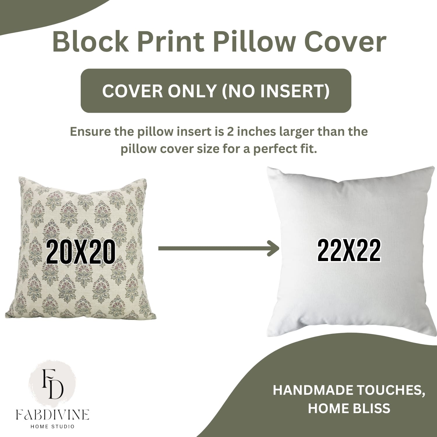 Handcrafted Gray Linen Pillow Cover -  Betel Leaf