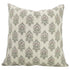  View of Betel Leaf handblock print on Fab Divine linen blend cushion cover