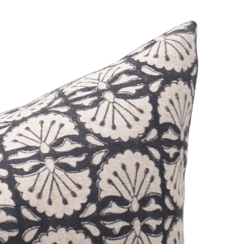 Block Printed Designer Pillow Cover || Bijhni Black