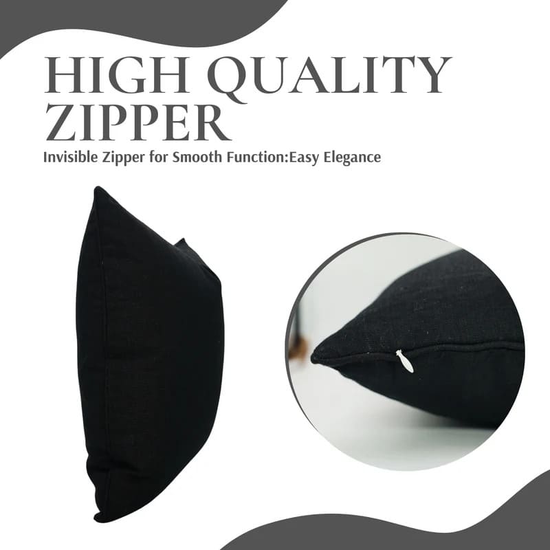 Handmade Solid Black Linen Throw Cover