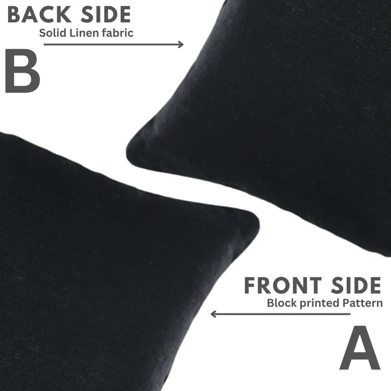 Handmade Solid Black Linen Throw Cover