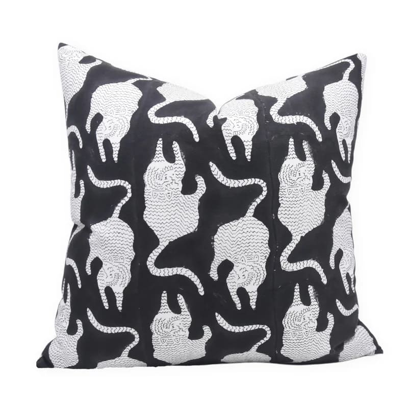 Decorative pillow with black and white abstract pattern 
