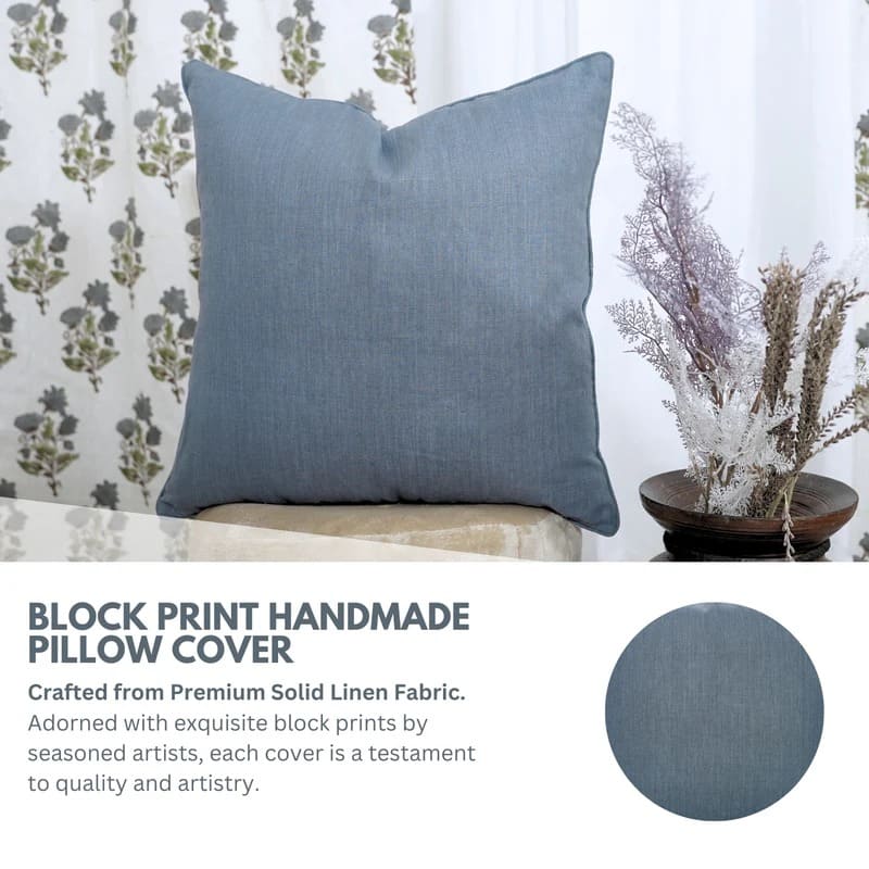 Designer hand print pillow cover for living room accent