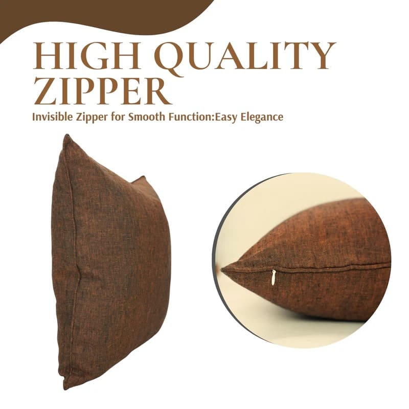 Handmade Brown Solid Linen Throw Case