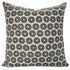 Decorative handblock print Bulbul cushion cover, angled side view showcasing fabric texture and print