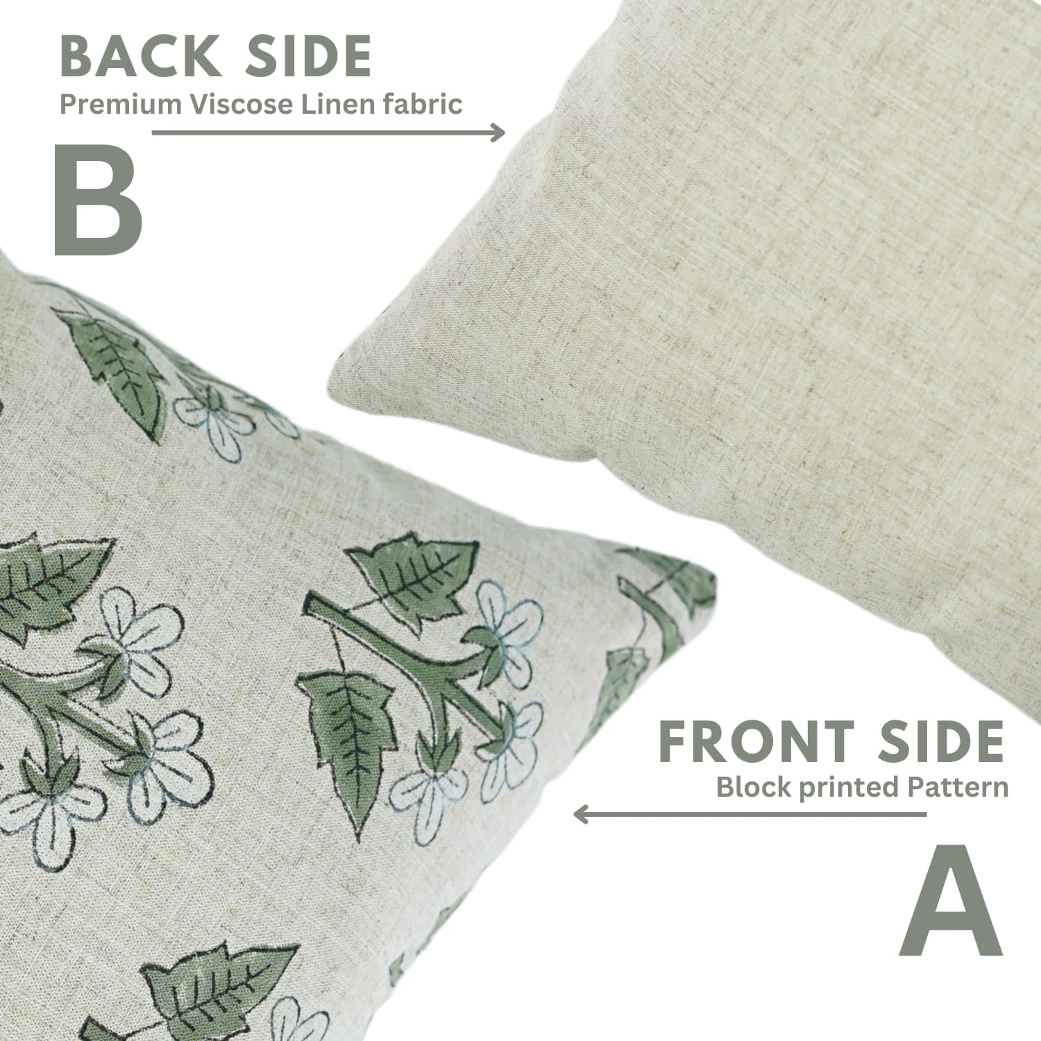 Block Printed Floral decorative pillow cover