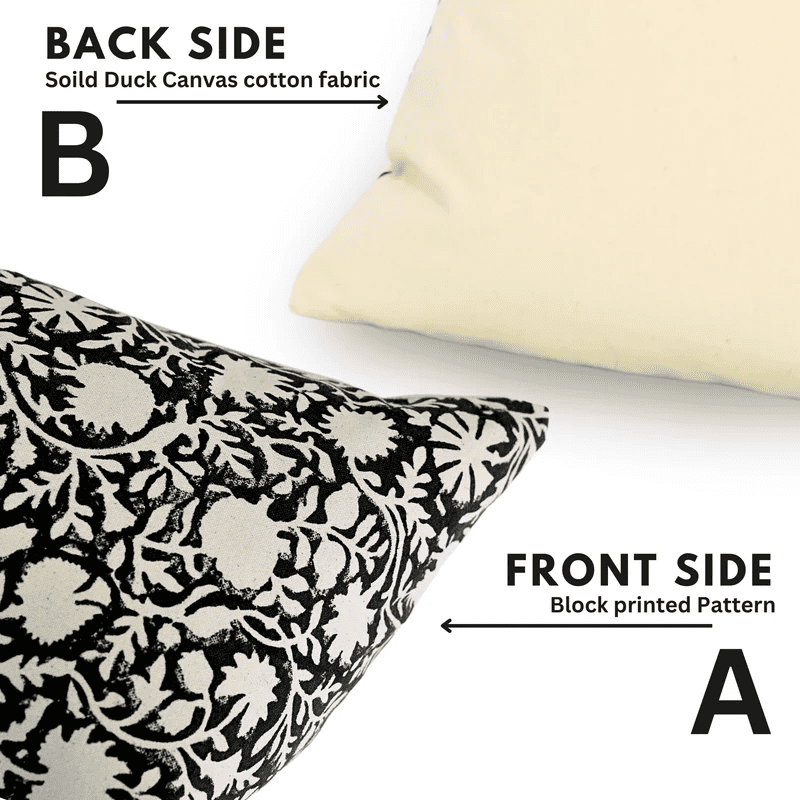 Black blockprint throw pillow cover