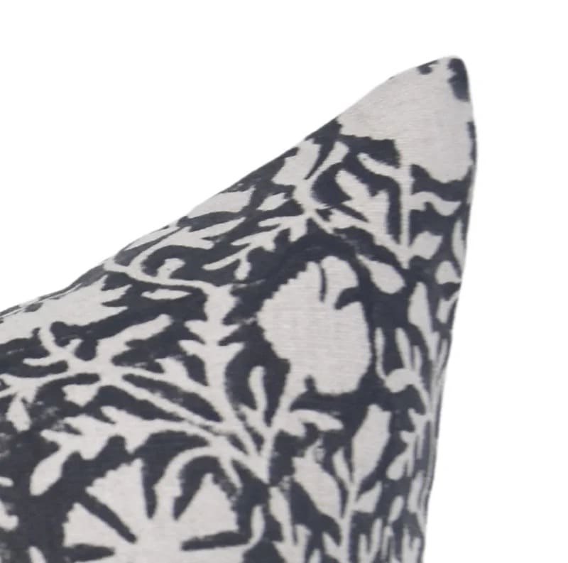 Black Floral Printed Linen Throw Case - Chakri