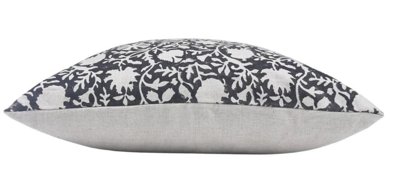 Black Floral Printed Linen Throw Case - Chakri
