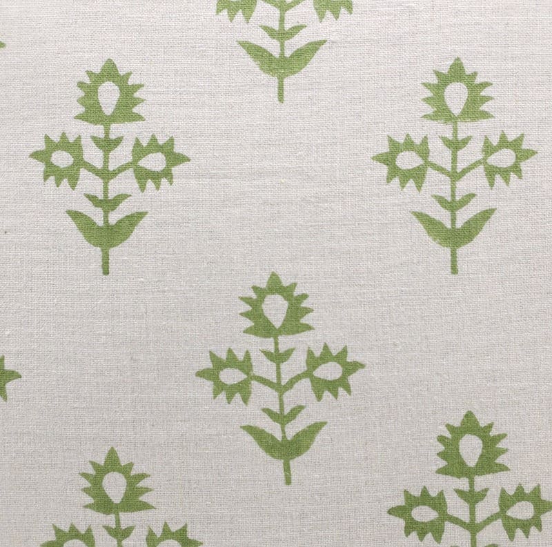 Pure Linen Green Floral Cushion Cover - Chameli