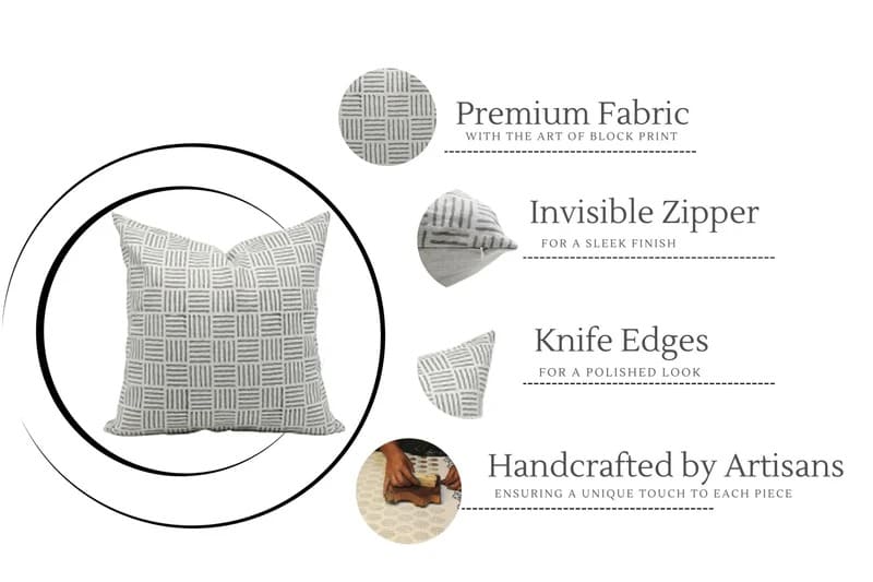 Block Print Striped Cushion Cover - Chorash