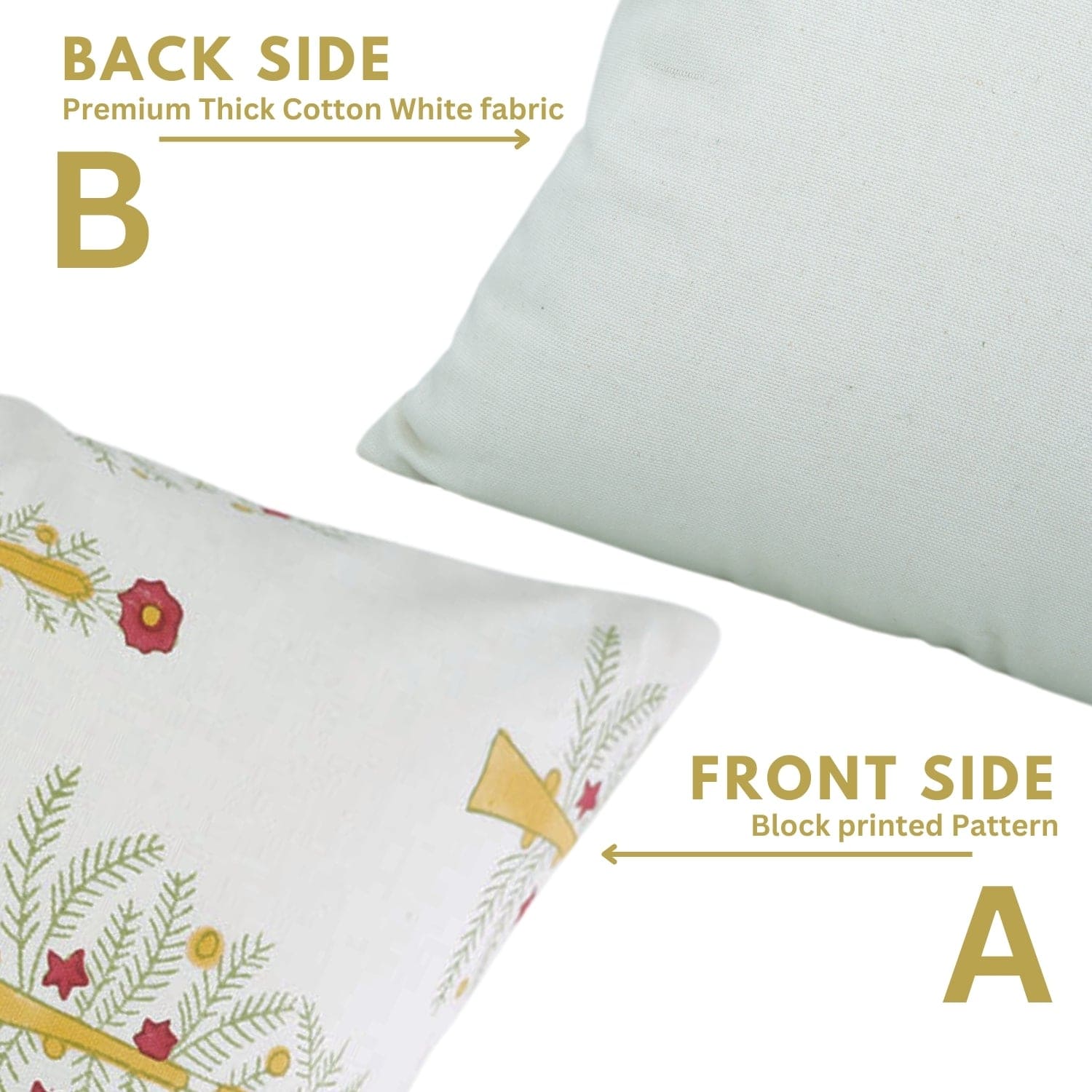Handblock Yellow Thick Cotton Pillow Case