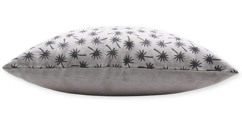 Hand Print Black Floral Pillow Cover - Coconut