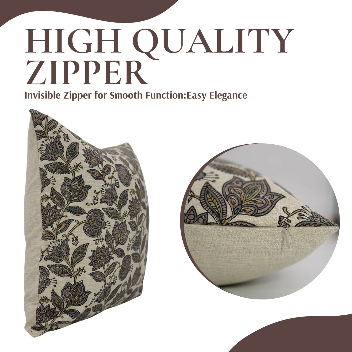 Pink Floral Linen Custard Apple Cushion