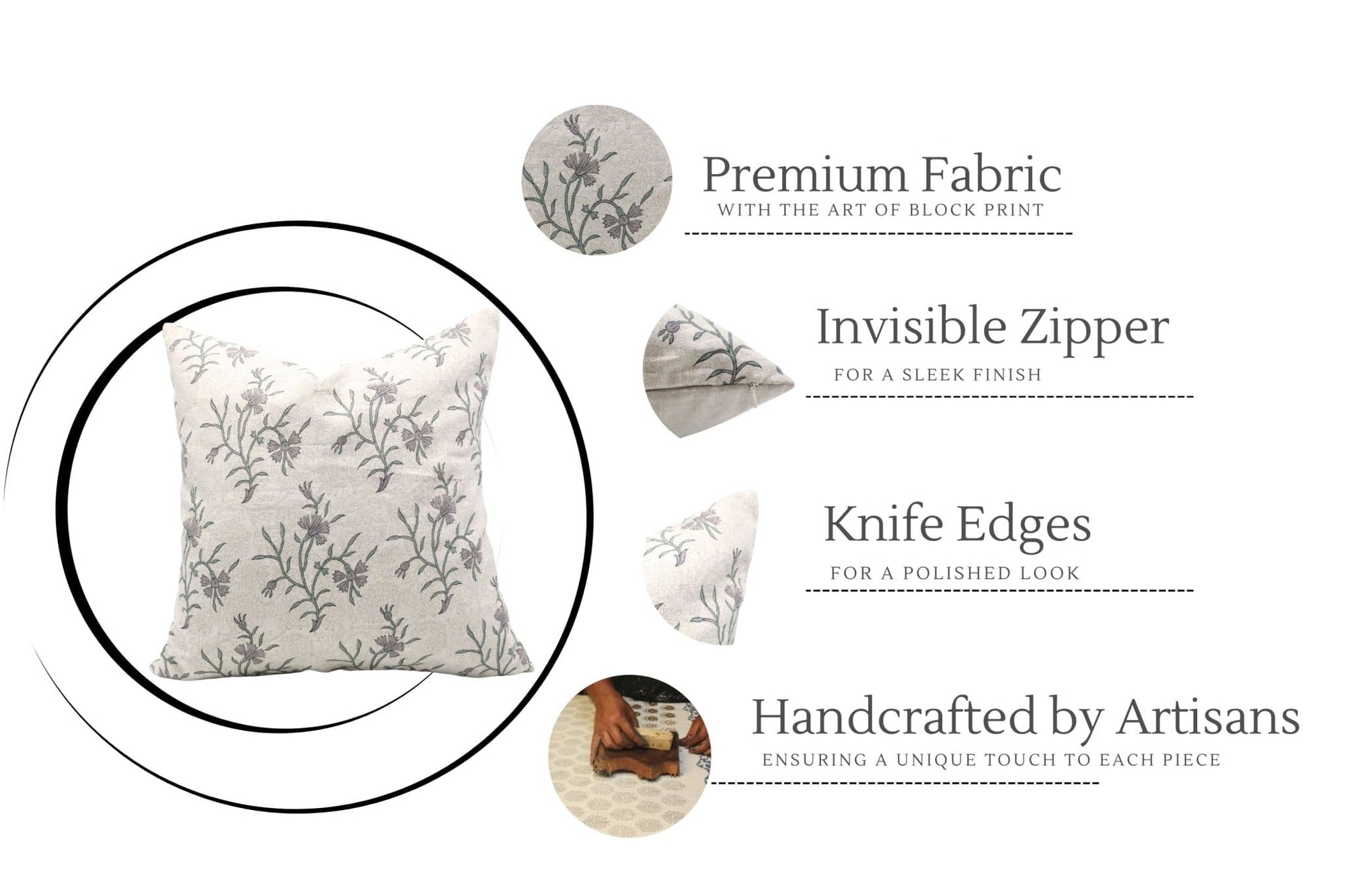 Daisy Floral Print Pure Linen Pillow Cover