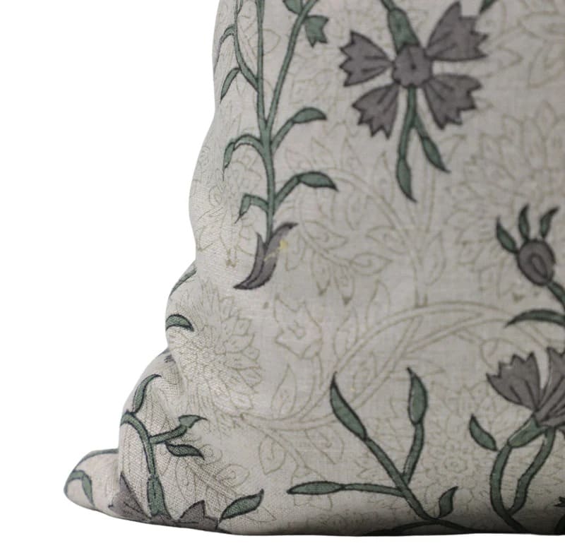 Daisy Floral Print Pure Linen Pillow Cover