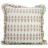 Indian block print white and brown pillow cover on sofa