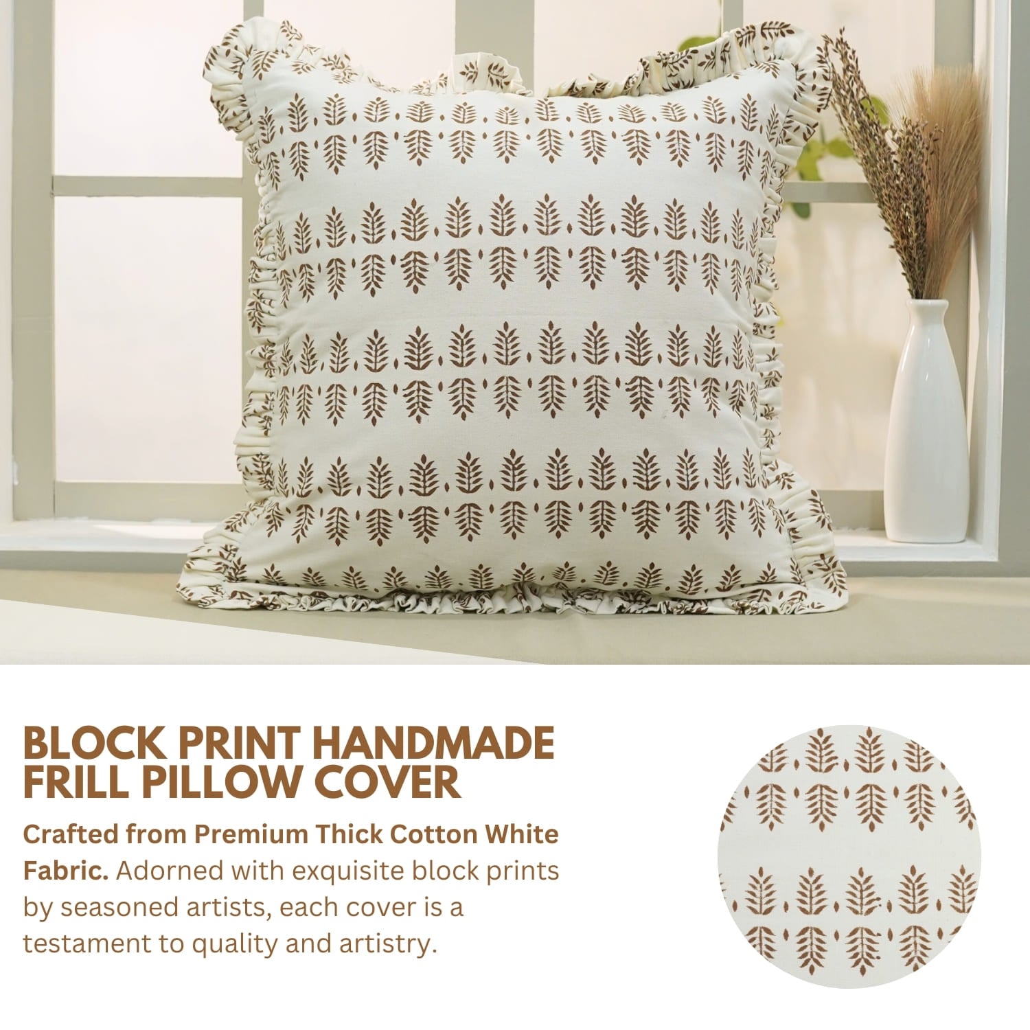 Cotton pillow cover with zipper