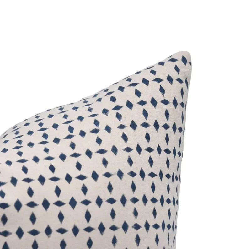 Handmade Blue Diamond Pillow Cover