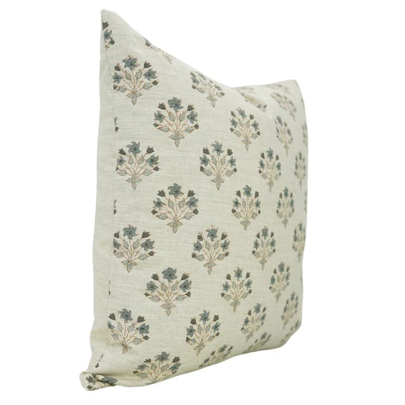 Block printed pillow cover with traditional Indian design
