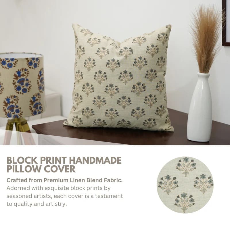 Block printed pillow cover for stylish home decor look