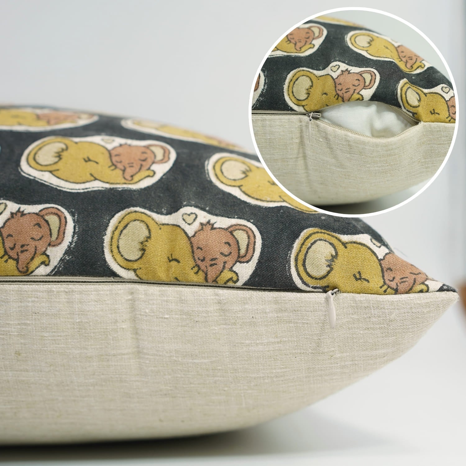 Decorative pillow with elephant pattern