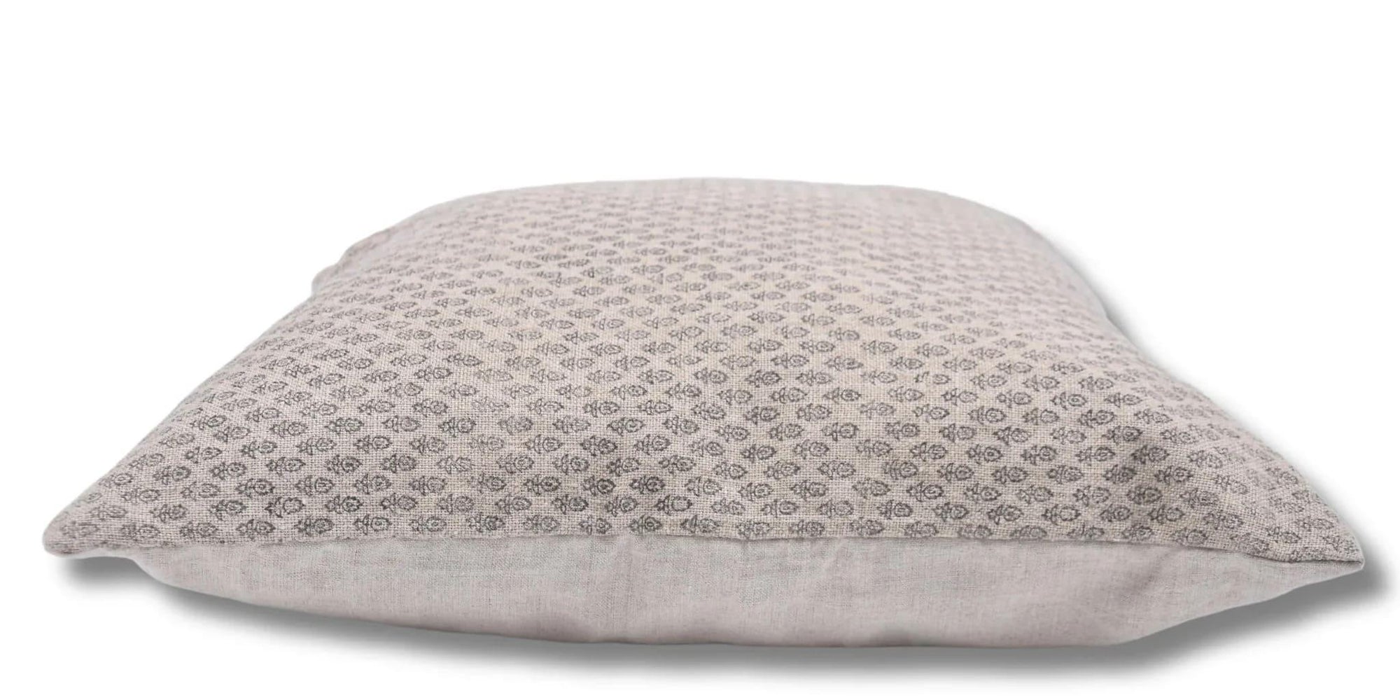 Hand block print leaf design pure linen pillow cover