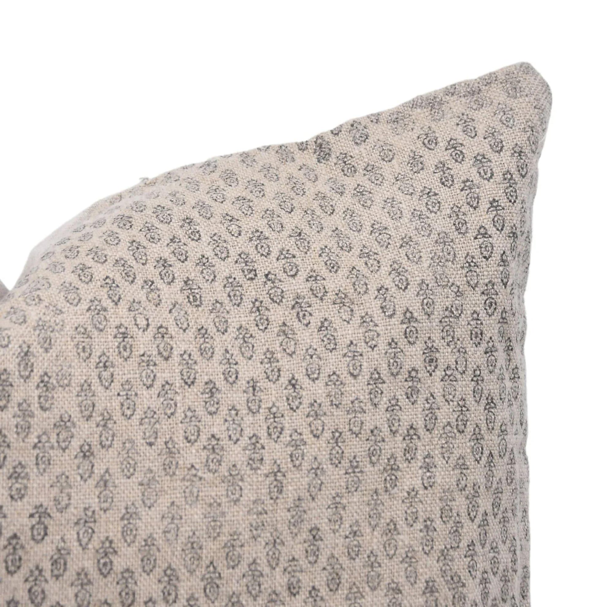 Floral Patterned hand block printed linen cushion cover 
