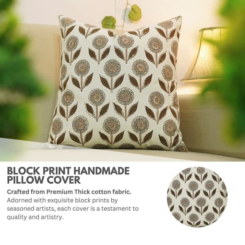 Cotton block printed cushion cover