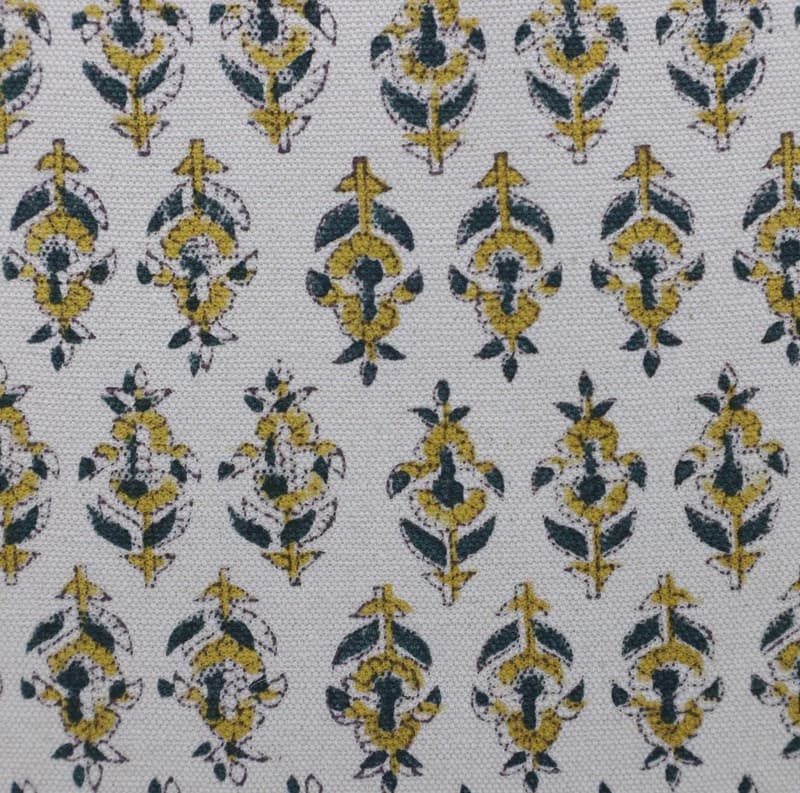 Block Printed Gold Fish Pillow Cover