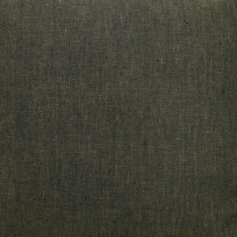 Indian Print Mustard Green Linen Cushion Cover