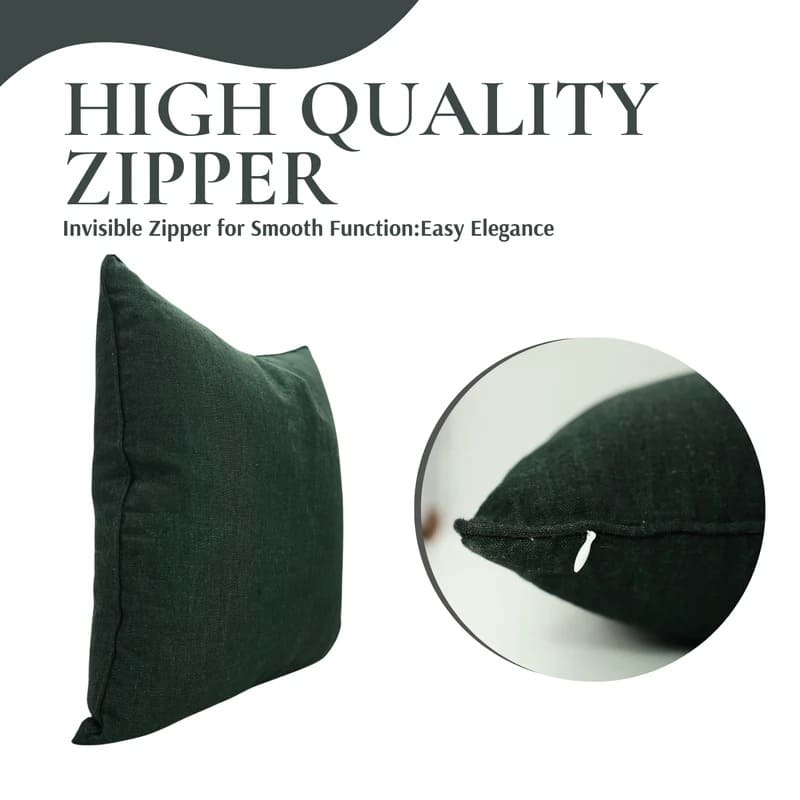 Handcrafted Green Solid Linen Pillow Cover