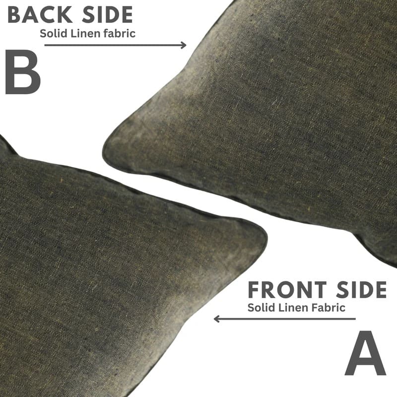 Indian Print Mustard Green Linen Cushion Cover