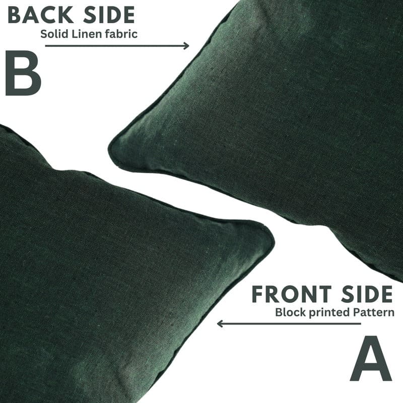 Handcrafted Green Solid Linen Pillow Cover