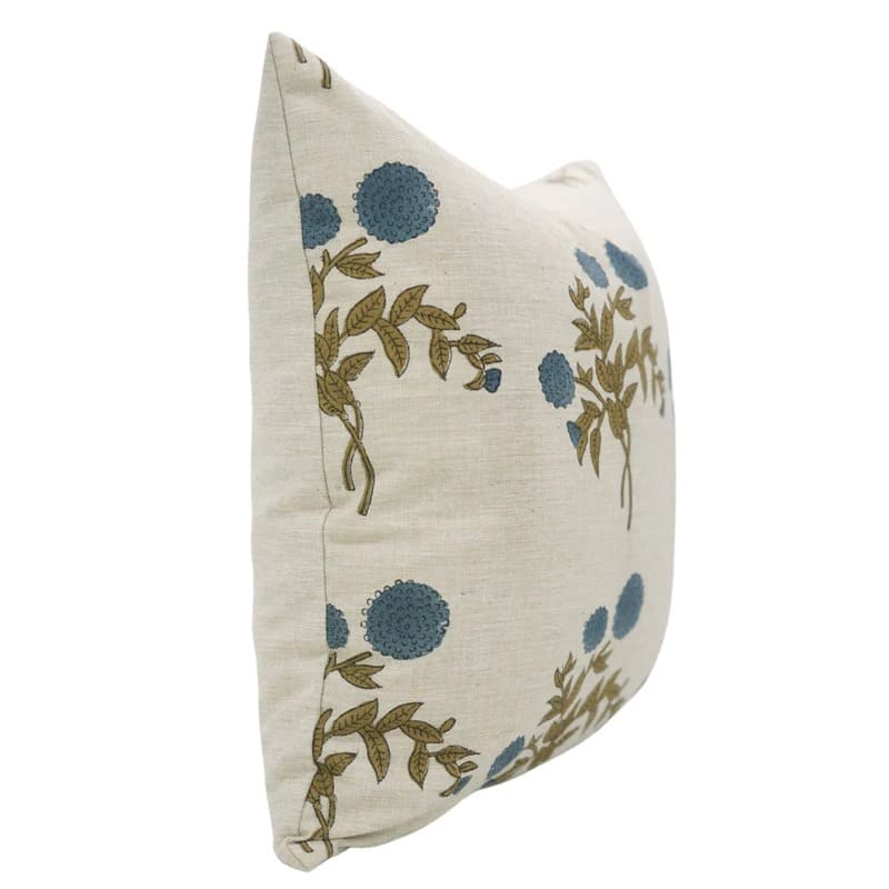 Floral block print pillow cover