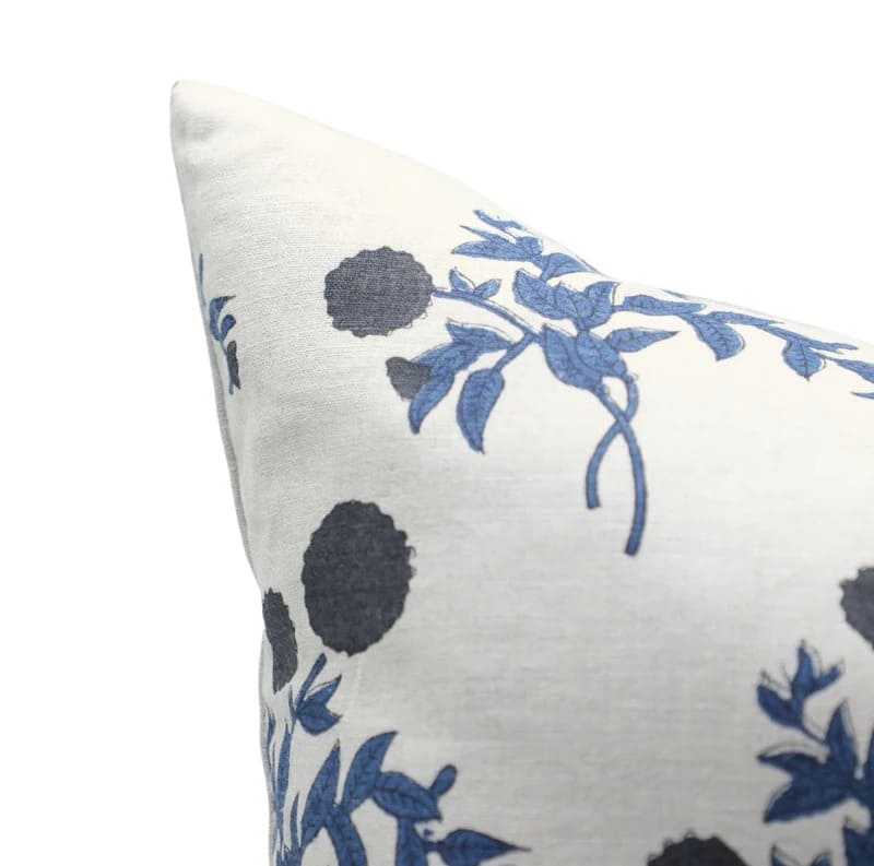 Block Print Pure Linen Pillow Cover - Gulab