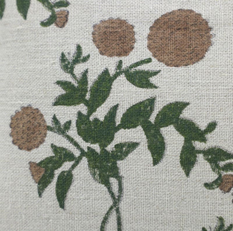 Hand Block Gulab Green Floral Throw Cover