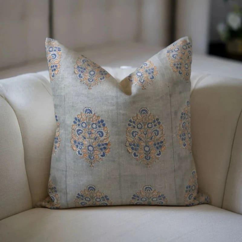 Hand printed cushion cover block print decorative pillow