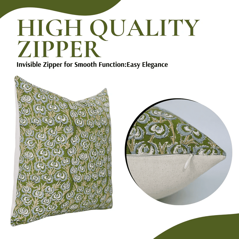 Indian Artisan Print Cushion Cover - Heart Vine