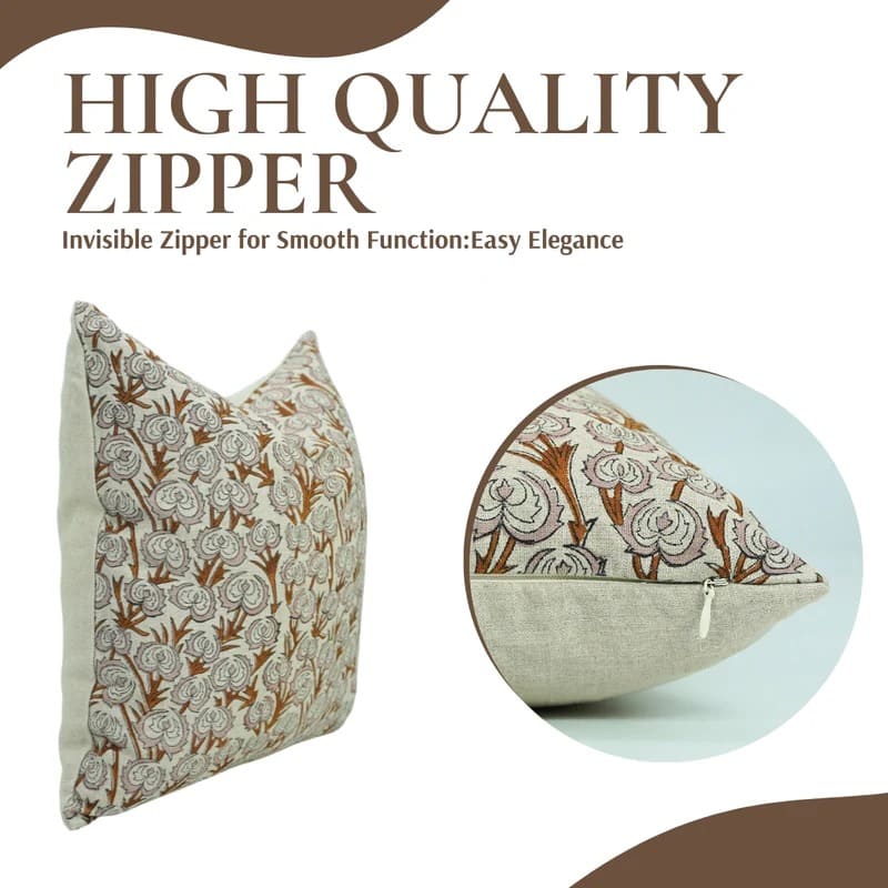 Handmade Floral Pure Linen Heartvine Pillow Cover