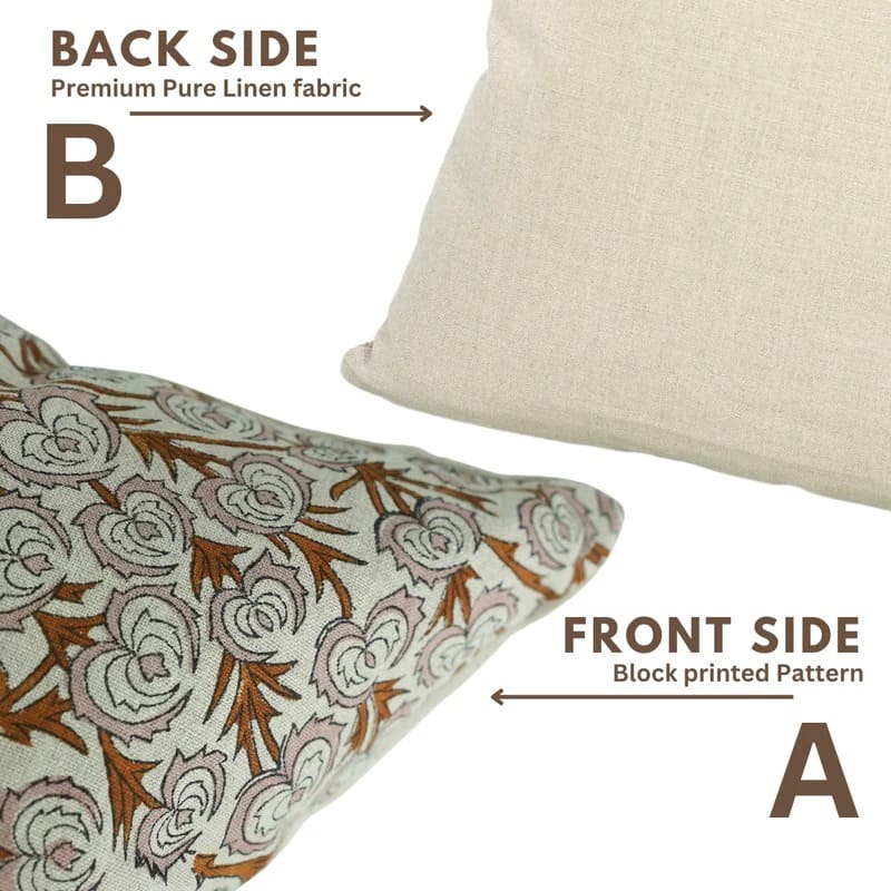 Handmade Floral Pure Linen Heartvine Pillow Cover